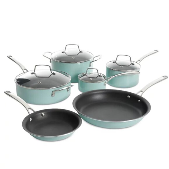 10-Pc. Hard-Enameled Aluminum Nonstick Cookware Set ( New with box) - Picture 1 of 4